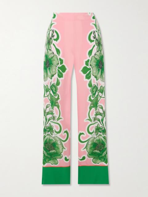 BORGO DE NOR Havana Floral-print Crepe Straight-leg Pants