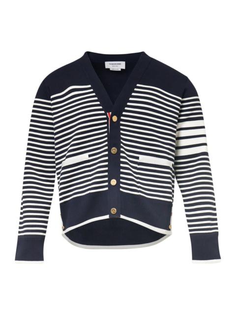 Thom Browne Striped Milano Stitch Boxy Fit Cardigan