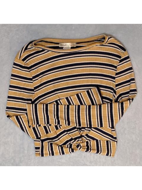 Other Designers Gaze USA Ribbed, Cropped, Striped Top Gold & Navy Women's Small *New measurement