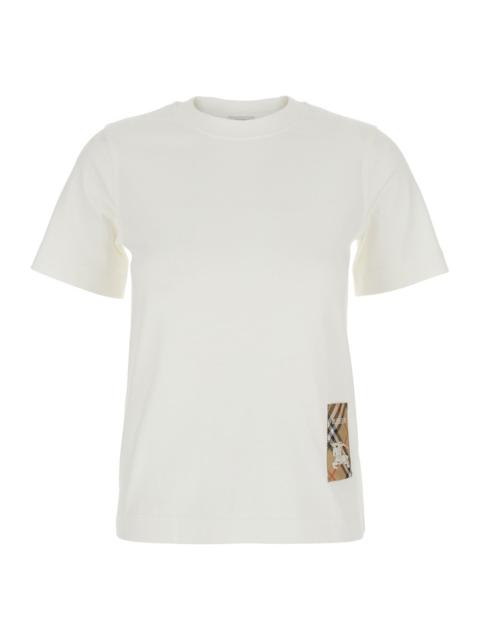 Burberry Burberry Women White T-Shirt With Logo Patch With Check Motif On The Front In Cotton Woman