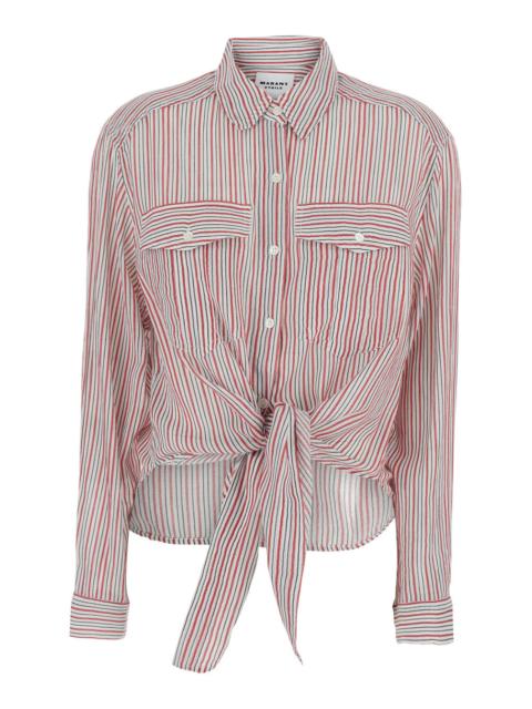 Isabel Marant Étoile Isabel Marant Etoile Women 'Nath' Red Shirt With Front Bow And All-Over Striped Motif In Cotton Woma