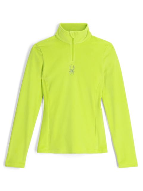 SPYDER Womens Shimmer Bug Half Zip T-Neck - Lime
