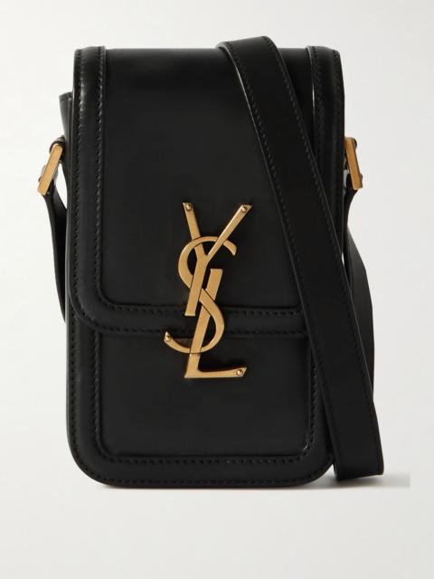 SAINT LAURENT Solferino Mini Logo-Embellished Leather Messenger Bag Black