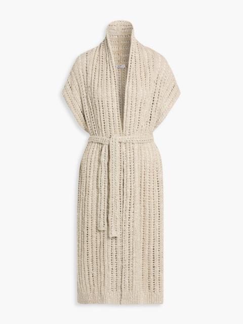 Brunello Cucinelli Sequin-embellished open-knit cardigan