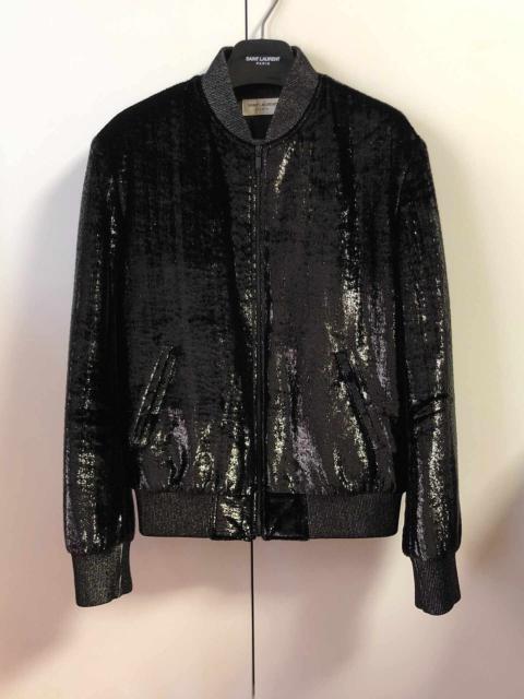SAINT LAURENT Saint Laurent SLP Black Reflective Velvet Jacket