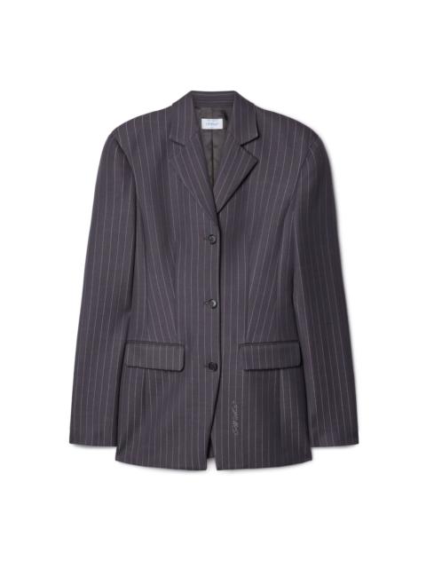 Grey Pinstripe Fitted Jacket