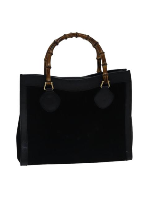 GUCCI GUCCI Bamboo Hand Bag Suede Leather Black Gold 002 1186 002 1186