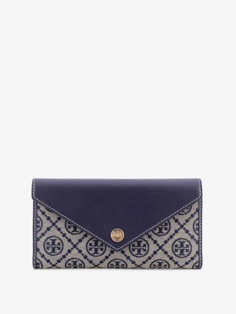 TORY BURCH Tory Burch Leather And T Monogram Fabric Wallet