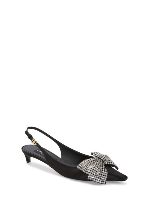 Dolce & Gabbana Dolce&Gabbana Mun Kitten Heel Slingback Pump in 8S488 Nero/Crystal at Nordstrom