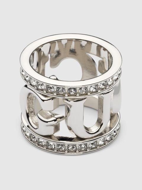 GUCCI Gucci logo carré ring with crystals