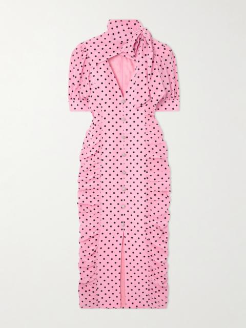Alessandra Rich Pussy-bow Polka-dot Silk-crepe Midi Dress