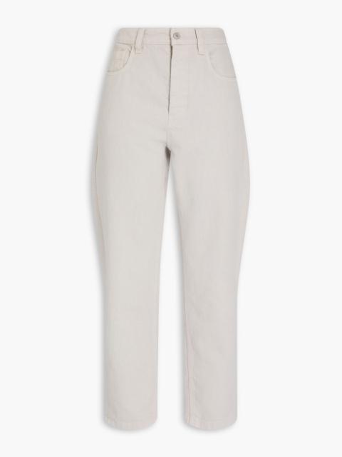 Brunello Cucinelli Bead-embellished metallic high-rise tapered jeans