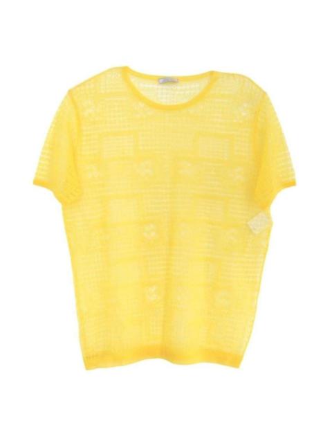 Yellow Silk Sheer Fine Knit T-Shirt