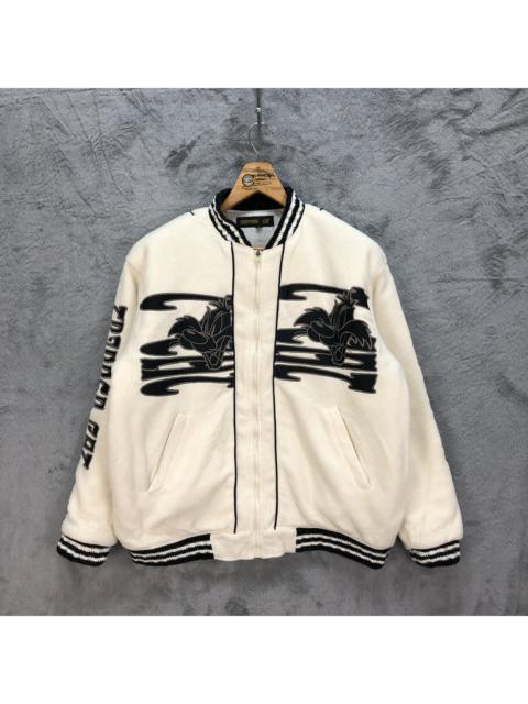 Other Designers Rare - TRIPPING CAT EMBROIDERY BIG LOGO FLEECE BOMBER #5377-186