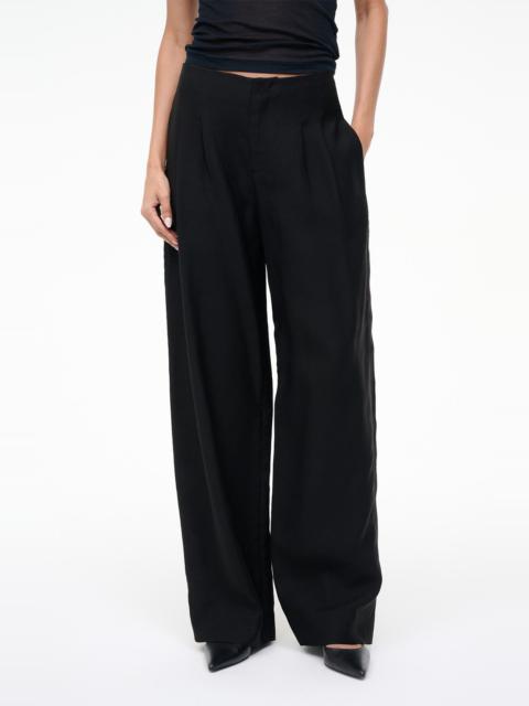 STAUD STAUD Pierre Pleated Wool Blend Wide Leg Pants in Black at Nordstrom