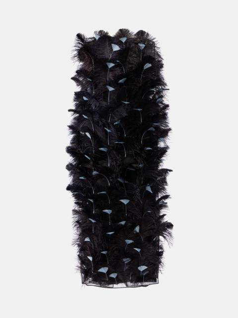 Prada Feather-trimmed silk organza cocktail dress
