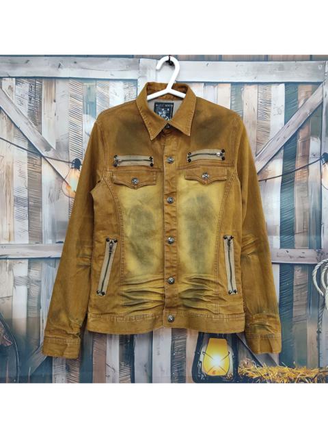 Other Designers Beauty Beast - DAILY NEWS Muddy Brown Rugged Bikers Denim Jacket