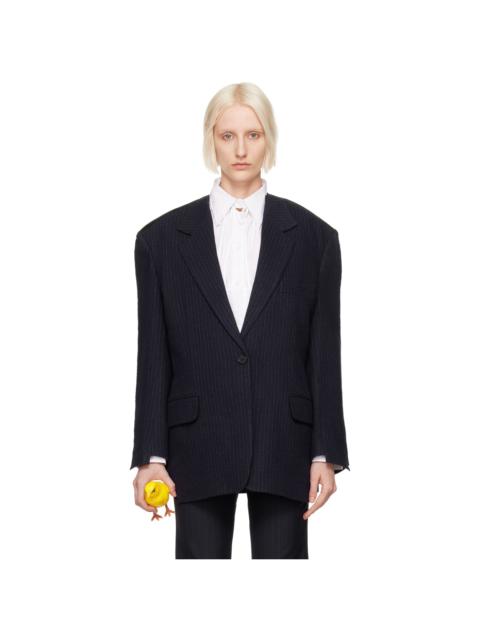 pushBUTTON Navy Raw Edge Single Blazer