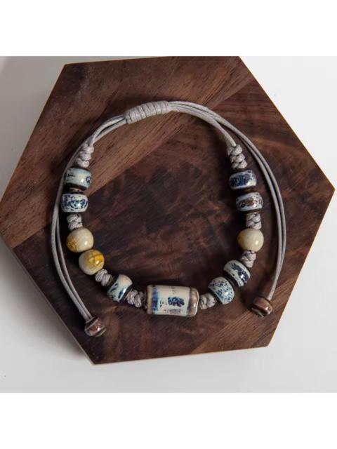 Other Designers Japanese Brand - HANDWOVEN Artisanal Ceramic Bead Bracelet - Blue/Earth Tones