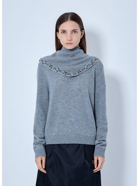 Prada Prada Women Embroidered-Scarf Cashmere Sweater