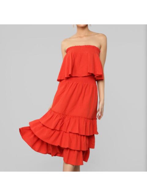 Other Designers Fashion Nova Red Señorita Ruffled Skirt Set