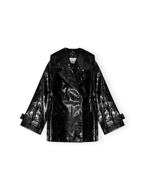 GANNI BLACK FUTURE COATED MIDI JACKET