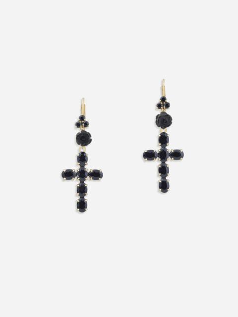 Dolce & Gabbana Yellow gold Family earrings with black sapphires