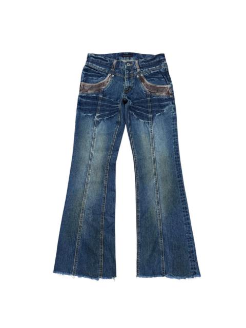 Other Designers Morgan Homme Leather Panel Denim Flare Jeans Distressed