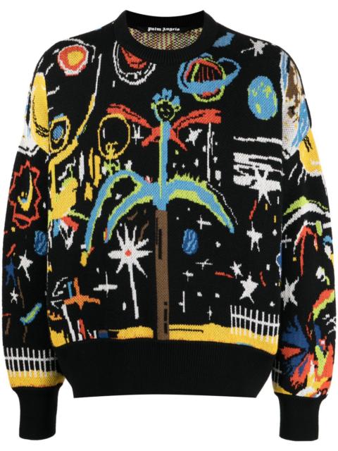 Palm Angels STARRY NIGHT JQRD SWEATER BLACK MULTICOL
