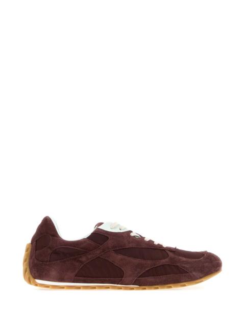 Bottega Veneta Bottega Veneta Men Burgundy Canvas And Suede Orbit Flash Sneakers