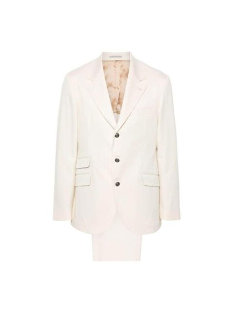 Brunello Cucinelli Brunello Cucinelli Cream Tailored Suit With Notch Lapel