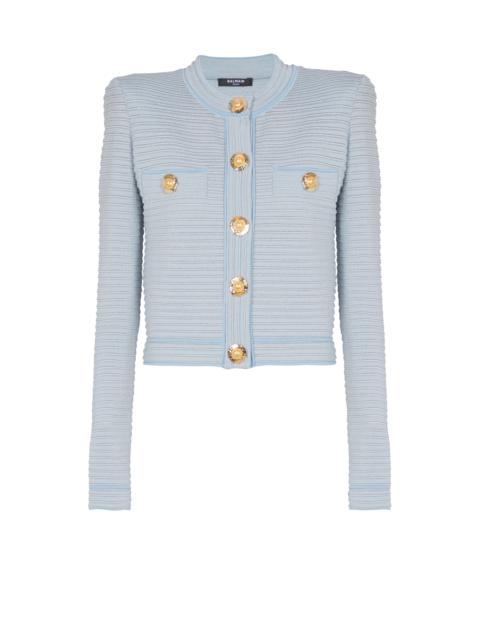 Balmain Long-sleeved textured knit cardigan
