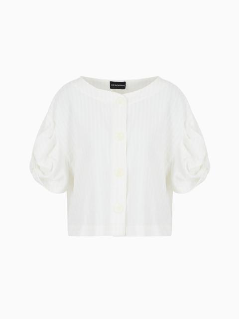 EMPORIO ARMANI SHIRT JACKET WITH CHECK MOTIF TWISTED SLEEVES