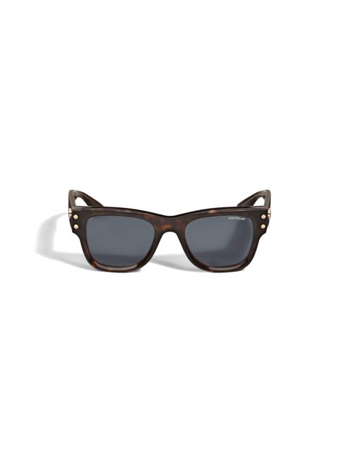 Montblanc Squared Sunglasses with Havana Coloured Acetate Frame