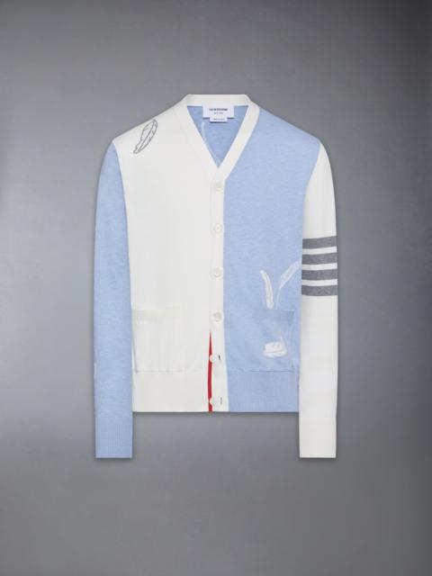 Thom Browne FUNMIX FEATHER INTARSIA HIGHNECK CARDIGAN