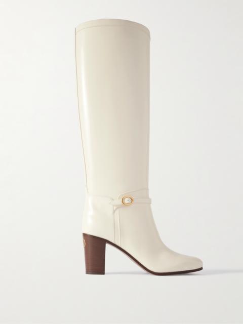 Valentino Pattie 75 Buckle-embellished Leather Boots