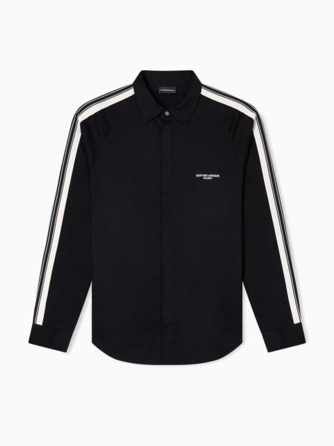 EMPORIO ARMANI ASV SLIM-FIT SHIRT IN LYOCELL-BLEND JERSEY WITH BANDS