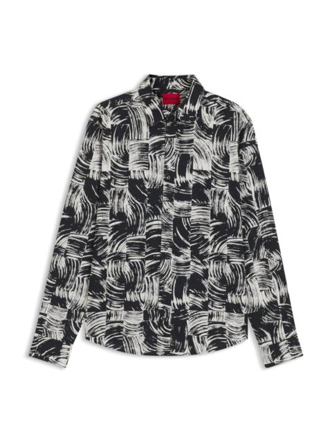 HUGO SLIM-FIT SHIRT IN ABSTRACT-PRINTED COTTON POPLIN