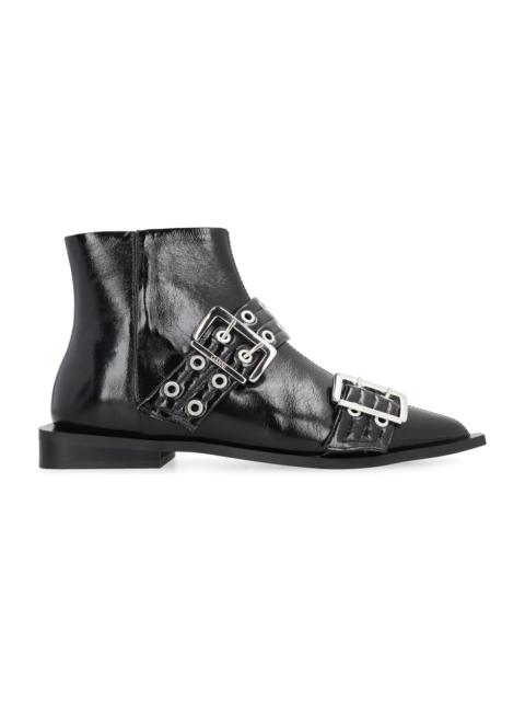 GANNI Faux Leather Ankle Boots
