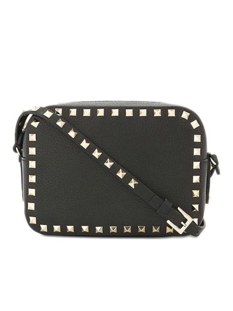 Valentino Small Rockstud Grainy Leather Crossbody Bag in Black