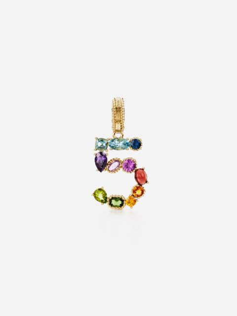 Dolce & Gabbana Charm 5 Lettering 18-carat yellow gold and multicolored gems
