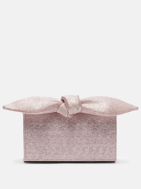 AQUAZZURA Bow Tie Mini metallic-effect twill clutch