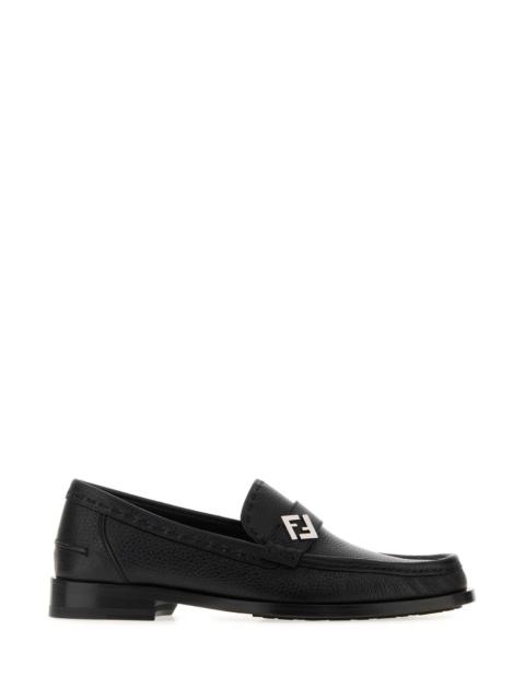 FENDI Fendi Men Black Leather Ff Metal Loafers