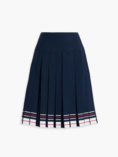 Thom Browne Pleated striped stretch-knit skirt
