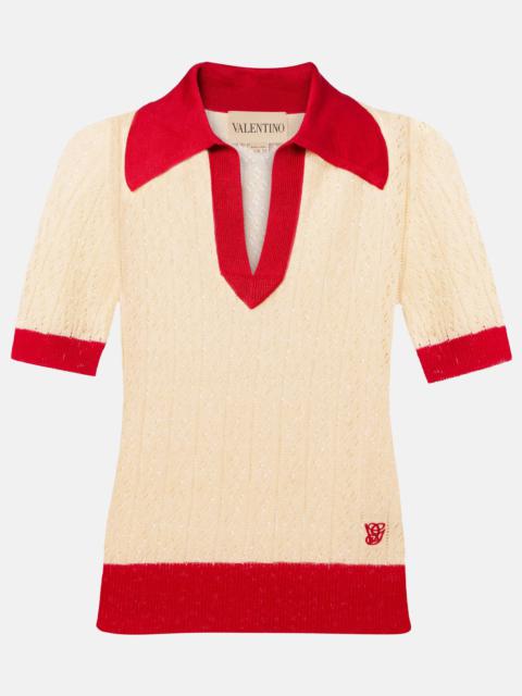 Valentino Linen-blend polo sweater