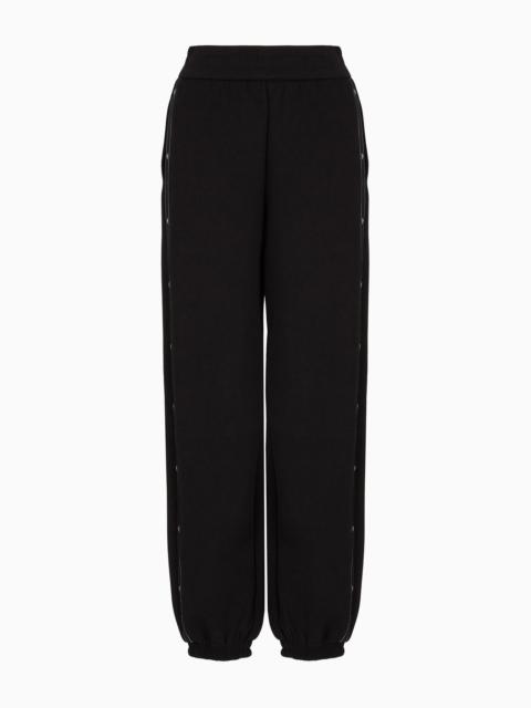 EMPORIO ARMANI Double-jersey joggers with eagle logo tape