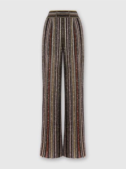 Missoni Missoni Long Pants In Herringbone Stripe Knit in Multicoloured Brown at Nordstrom