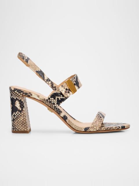 VERONICA BEARD 75mm Genetta Snake-Embossed Leather Sandals