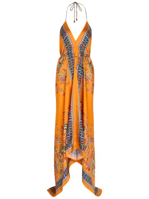 Etro Etro Asymmetric Printed Silk Maxi Dress
