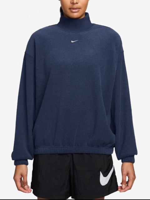 Nike Nike Phoenix Plush Cozy Oversized Mock Neck Sweatshirt in Midnight Navy/Sail at Nordstrom